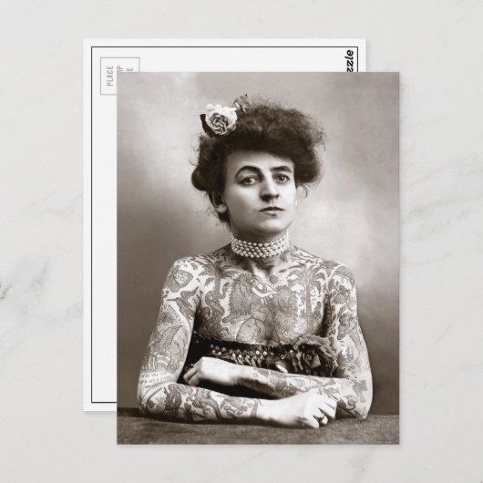 Tattooed Lady, 1907 Briefkaart (Voorkant / Achterkant)