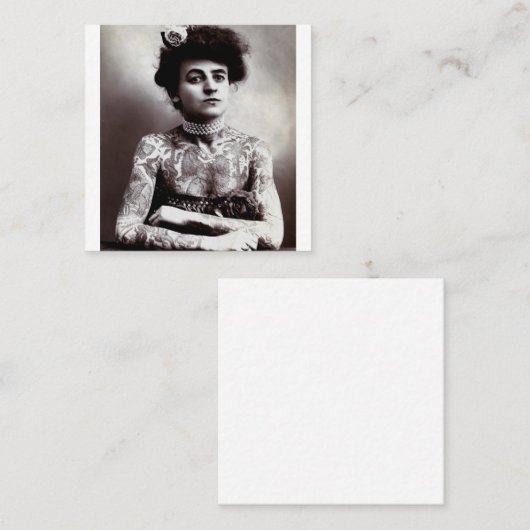Tattooed Lady Maud Wagner 1907  Vierkante Visitekaartje (Voorkant / Achterkant)