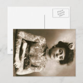 Tattooed Lady w/ Pearls Briefkaart  Circus (Voorkant / Achterkant)