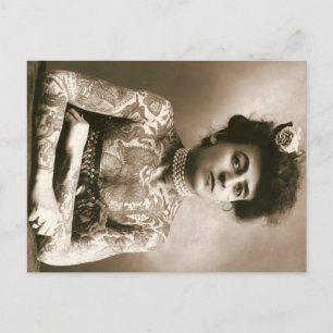 Tattooed Lady w/ Pearls Briefkaart  Circus