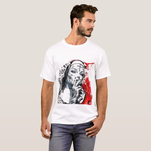 Tattooed Nun Graffiti Art T-shirt (Voorkant volledig)