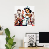 Tattooed Nurse Pin-up Poster (Thuiskantoor)