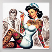 Tattooed Nurse Pin-up Poster (Voorkant)