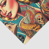 Tattooed Pin-up Meisjes Tissuepapier (Detail)