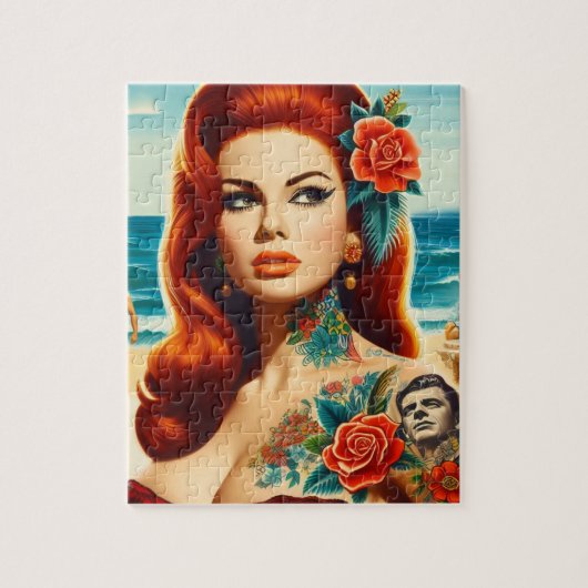 Tattooed Redhead Pin-up Legpuzzel (Verticaal)