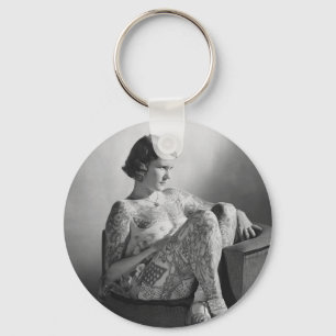 Tattooed Sailor Girl  B&W foto Sleutelhanger