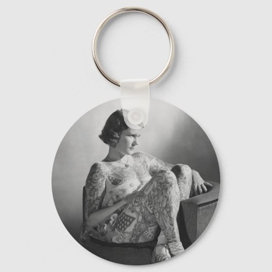 Tattooed Sailor Girl  B&W foto Sleutelhanger (Voorkant)
