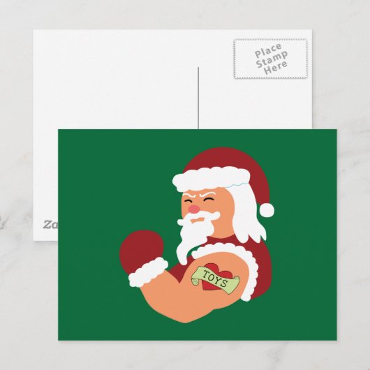Tattooed Santa Feestdagenkaart (Voorkant / Achterkant)