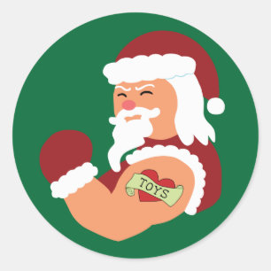 Tattooed Santa Ronde Sticker