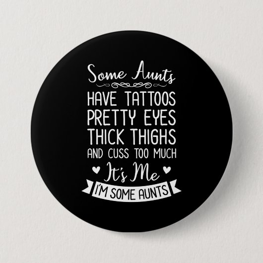 Tattooed tante ronde button 7,6 cm (Voorkant)