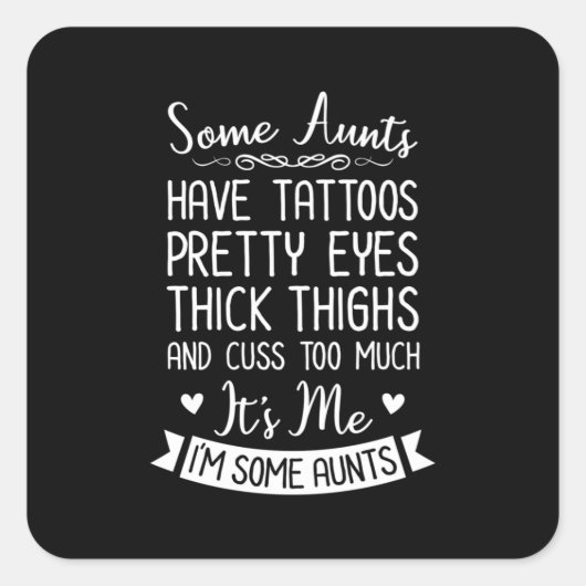 Tattooed tante vierkante sticker (Voorkant)