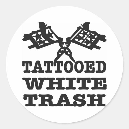 Tattooed White Trash Ronde Sticker (Voorkant)