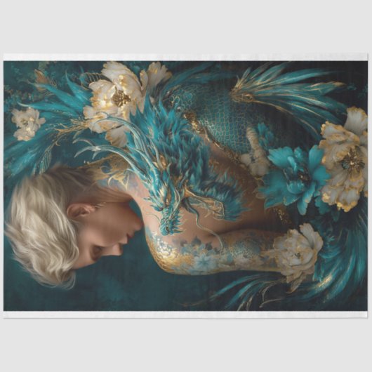 Tattooed Woman Dragon Fantasy Tissue Paper Tissuepapier (Voorkant)