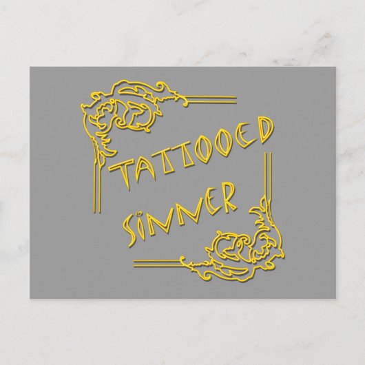 Tattoog Sinner-geel Briefkaart (Voorkant)