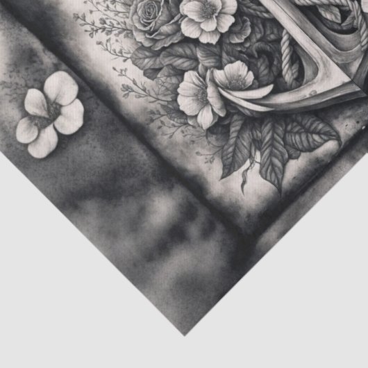  Tattoos anker met Bloemen Decoupage Papier (Detail)