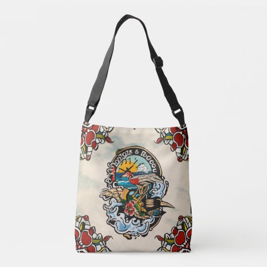  Tattoos Crossbody Bag - Retro Ink Art Design Tas (Achterkant)