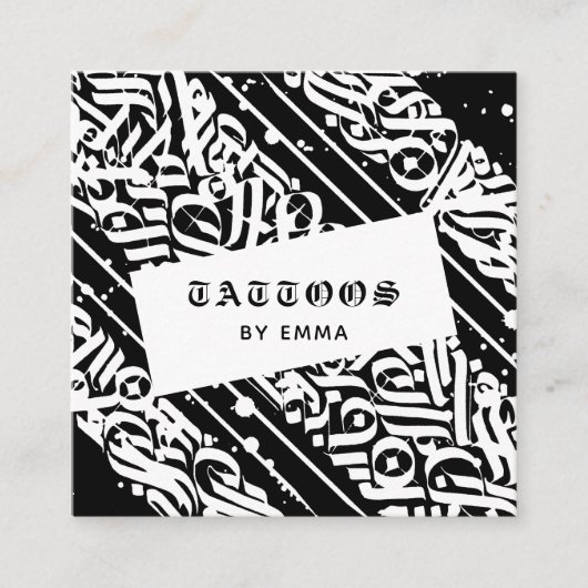 Tattoos door Jouw naam exotische antieke kalligraf Vierkante Visitekaartje (Voorkant)