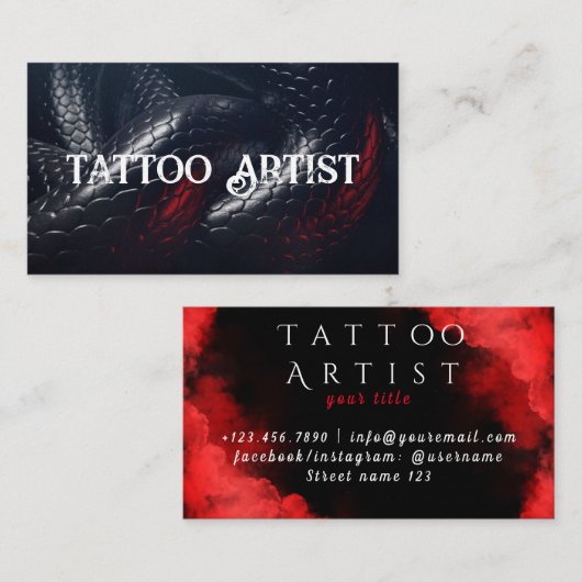 Tattoos Eenvoudig zwart-wit elegant Visitekaartje (Voorkant / Achterkant)