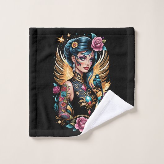 Tattoos en Rozen 2 Bad Handdoek (Wasdoekje)