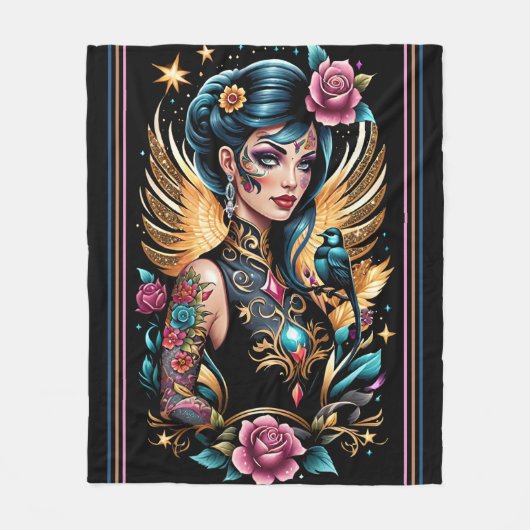 Tattoos en Rozen 2 Fleece Deken (Voorkant)