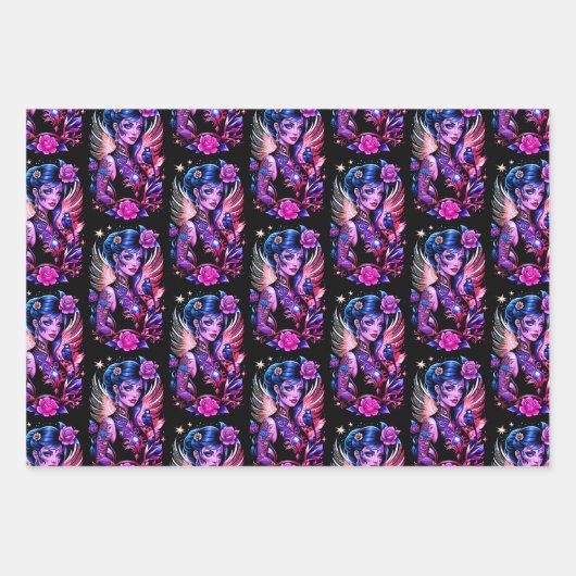 Tattoos en Rozen 2 Inpakpapier Vel (Voorkant 2)