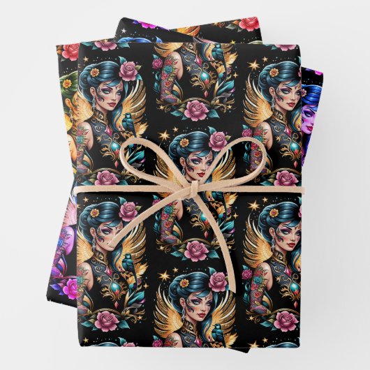 Tattoos en Rozen 2 Inpakpapier Vel (In situ)