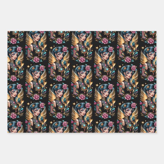 Tattoos en Rozen 2 Inpakpapier Vel (Voorkant)