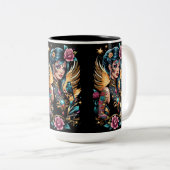 Tattoos en Rozen 2 Tweekleurige Koffiemok (Voorkant rechts)