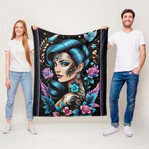 Tattoos en Rozen Fleece Deken