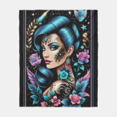 Tattoos en Rozen Fleece Deken (Voorkant)