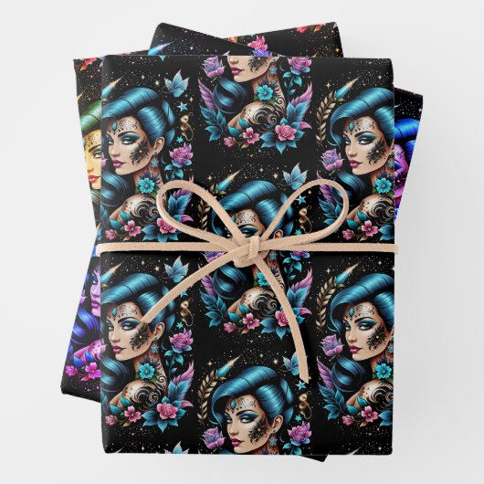 Tattoos en Rozen Inpakpapier Vel (In situ)