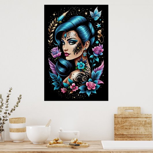 Tattoos en Rozen Poster (Keuken)