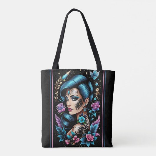 Tattoos en Rozen Tote Bag (Achterkant)