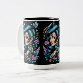 Tattoos en Rozen Tweekleurige Koffiemok (Voorkant links)