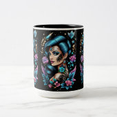 Tattoos en Rozen Tweekleurige Koffiemok (Center)