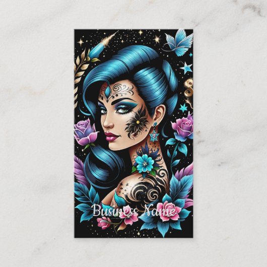 Tattoos en Rozen Visitekaartje (Voorkant)