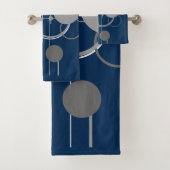 Tattoos Line Art | Abstract Navy blauw donkergrijs Bad Handdoek (Insitu)