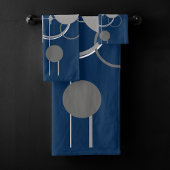 Tattoos Line Art | Abstract Navy blauw donkergrijs Bad Handdoek