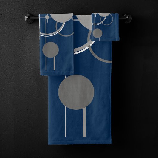 Tattoos Line Art | Abstract Navy blauw donkergrijs Bad Handdoek