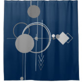 Tattoos Line Art | Abstract Navy blauw donkergrijs Douchegordijn (Voorkant)