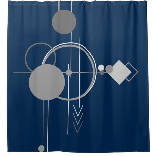 Tattoos Line Art | Abstract Navy blauw donkergrijs Douchegordijn (Voorkant)