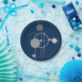 Tattoos Line Art | Abstract Navy blauw donkergrijs Papieren Bordje (Feest)