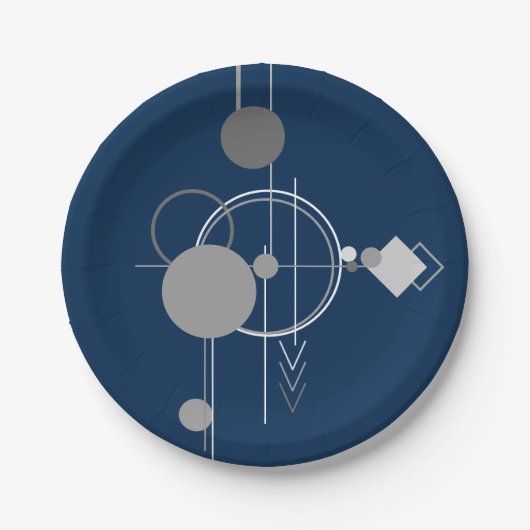 Tattoos Line Art | Abstract Navy blauw donkergrijs Papieren Bordje (Voorkant)