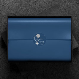 Tattoos Line Art | Abstract Navy blauw donkergrijs Ronde Sticker