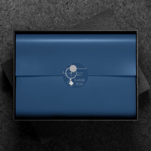 Tattoos Line Art | Abstract Navy blauw donkergrijs Ronde Sticker