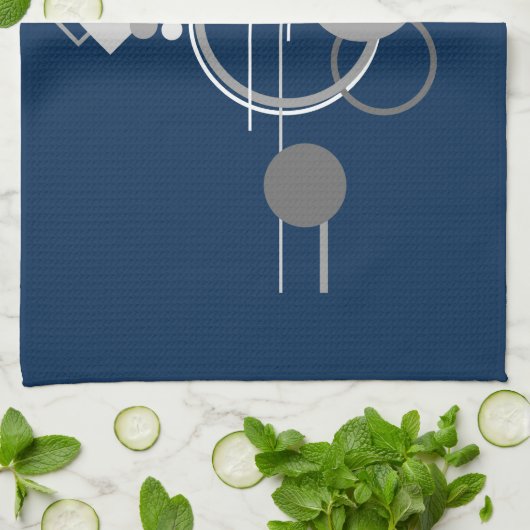 Tattoos Line Art | Abstract Navy blauw donkergrijs Theedoek (Gevouwen)