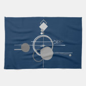 Tattoos Line Art | Abstract Navy blauw donkergrijs Theedoek (Horizontaal)