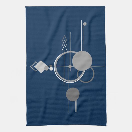 Tattoos Line Art | Abstract Navy blauw donkergrijs Theedoek (Verticaal)