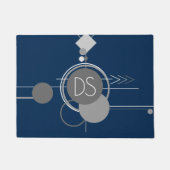 Tattoos Line Art | Abstracte Navy Blue Grey Custom Deurmat (Voorkant)