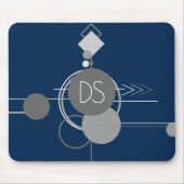 Tattoos Line Art | Abstracte Navy Blue Grey Custom Muismat (Voorkant)